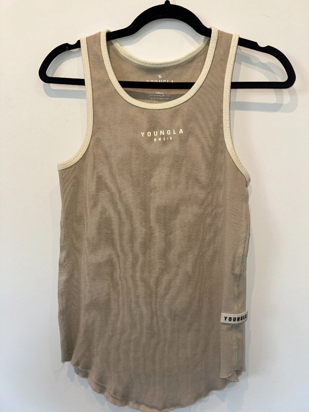 YoungLA Tan Ribbed Tank Top MMXIV Contrast Trim
